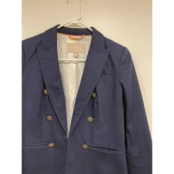 Banana Republic Women's Navy Blue Double Breasted Blazer Brass Buttons Size‎ 2 - Picture 4 of 11